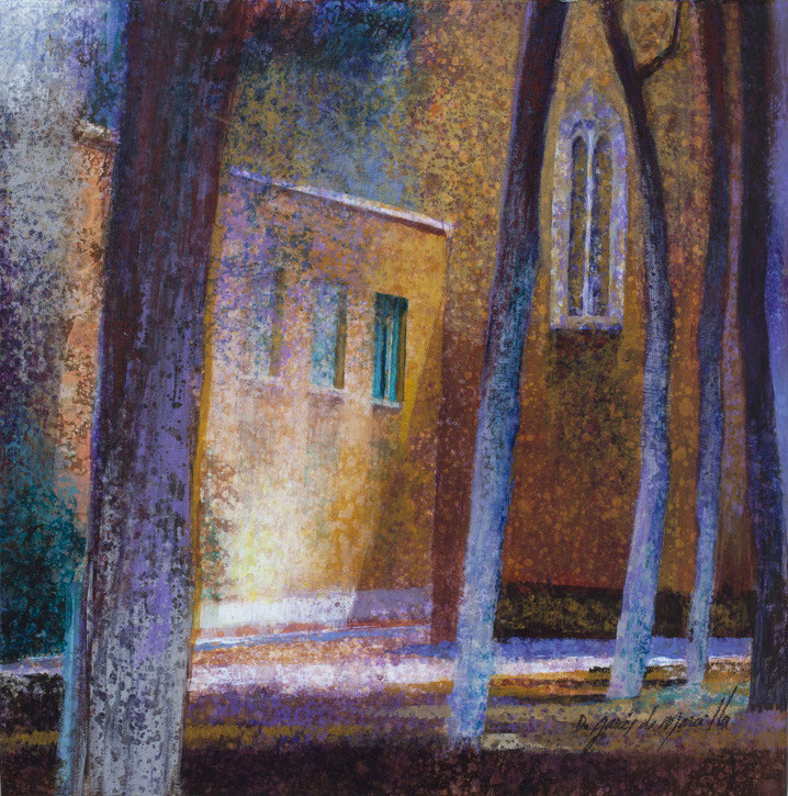 Le coin des arbres, acrylic on canvas, 30×30 cm