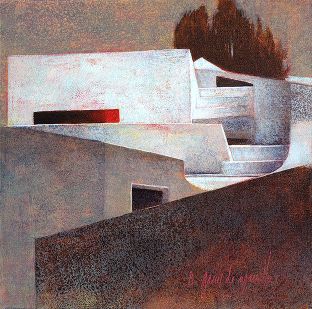 Silence habité, acrylic on canvas, 30×30 cm