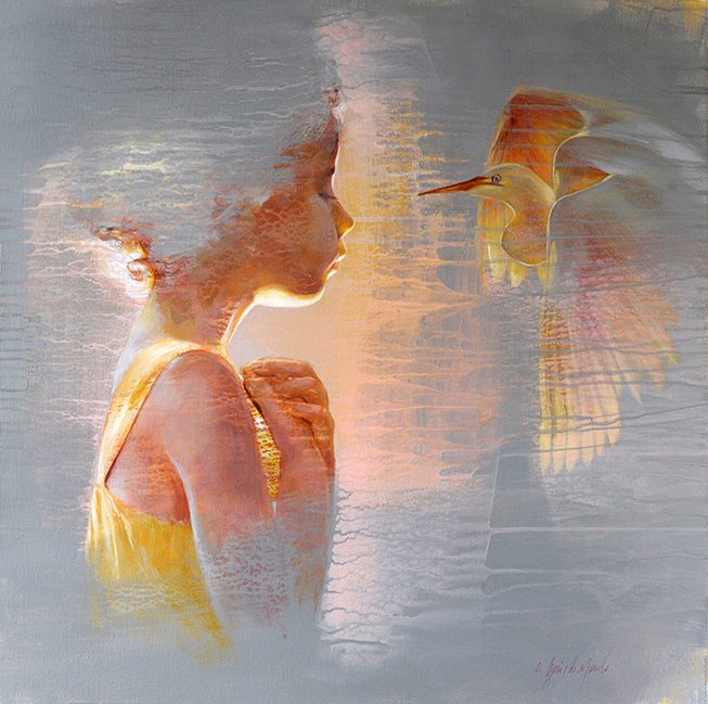 Message, acrylic on canvas, 80×80 cm