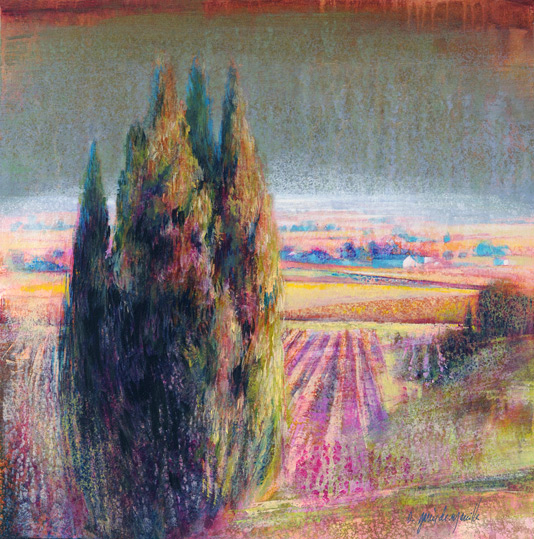 Vignoble, acrylic on canvas, 40×40 cm
