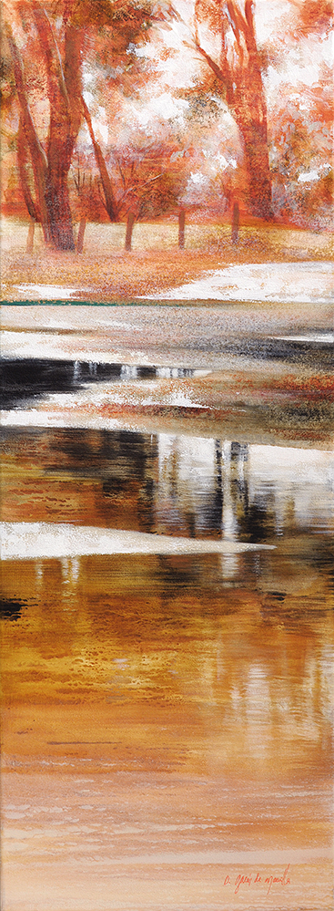 Le lac fauve, acrylic on canvas, 100×37 cm